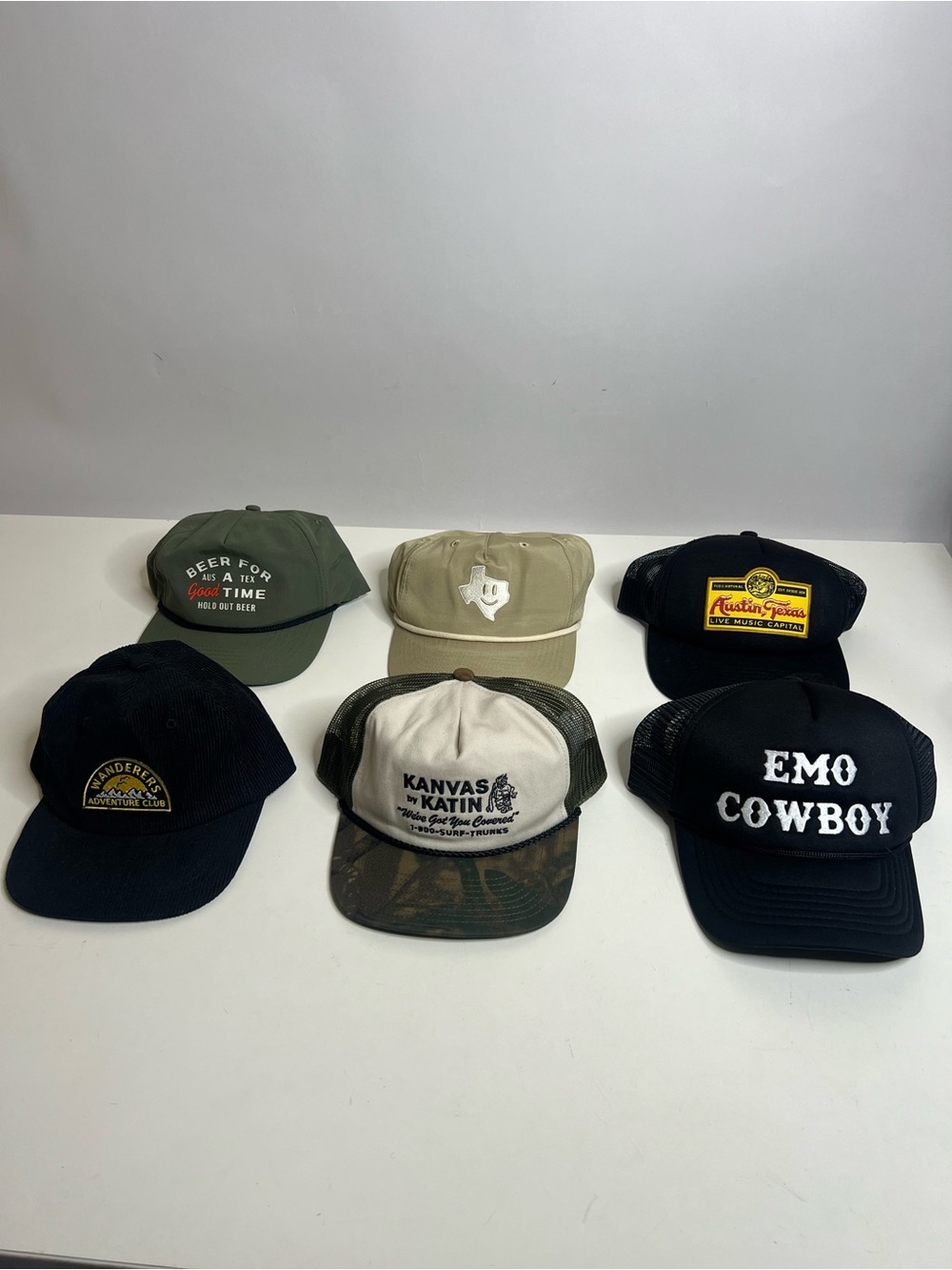 Katin Kanvas Trucker Hat with Camo Bill - Black Mesh, Cream Front